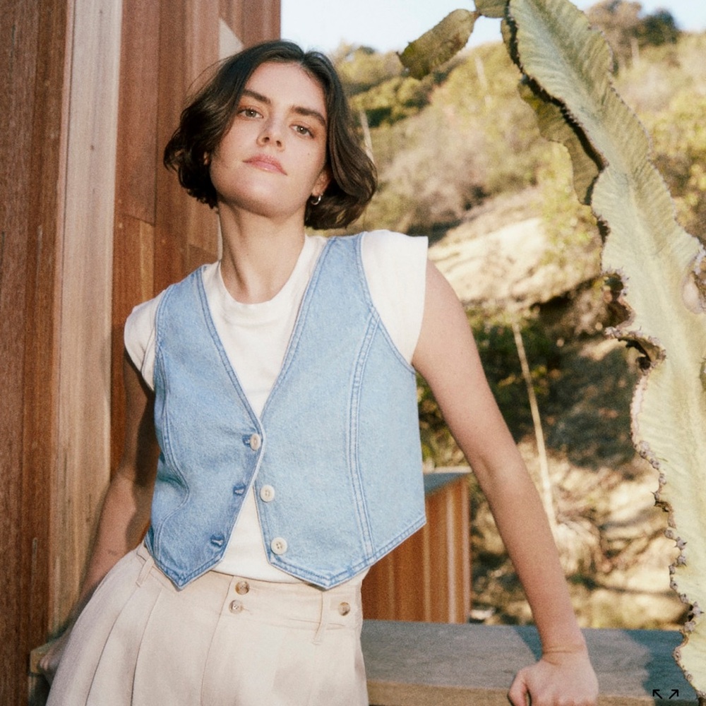 Madewell Light Blue Denim Vest